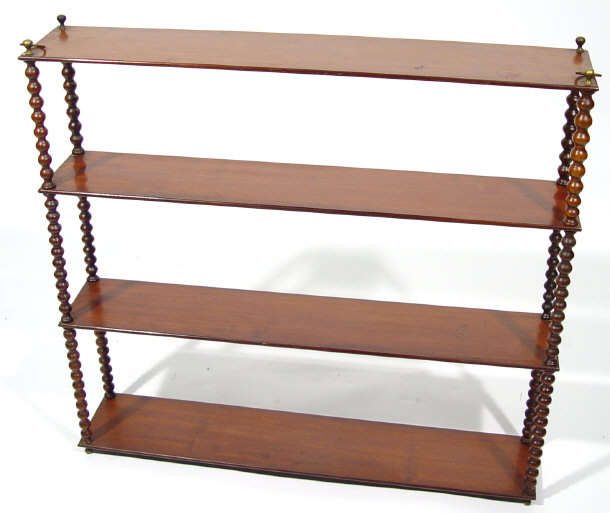 Appraisal: Victorian mahogany hanging four shelf bookcase with bobbin turned supports