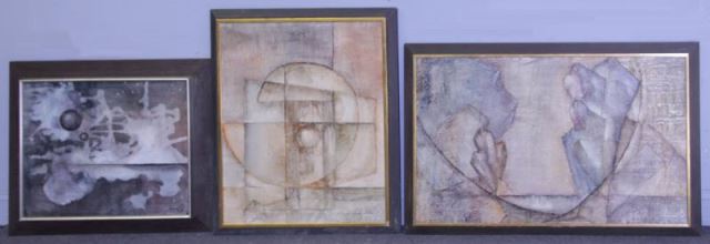 Appraisal: OLSSON Johannes Three Abstract Oils oil on canvas oils on