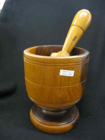 Appraisal: Wooden Mortar Pestle '' split at base