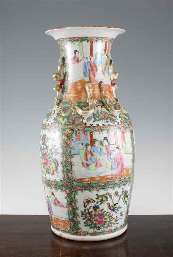 Appraisal: A Chinese Canton decorated famille rose baluster vase late th