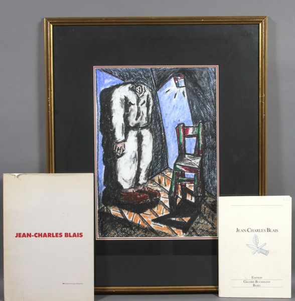 Appraisal: Jean Charles Blais French b figure with chair colored crayon