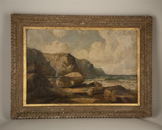 Appraisal: c Circle of Gustave Courbet Oil on Canvas depicting French