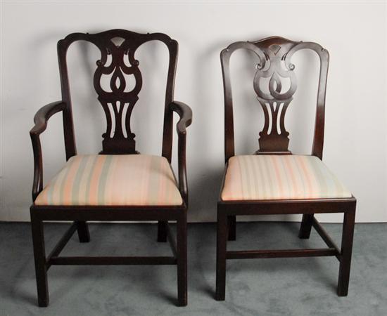 Appraisal: Six Mahogany Queen Anne-style Dining Chairs one arm and five