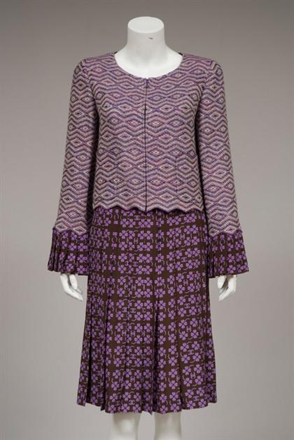 Appraisal: Chanel silk print and tweed skirt suit and matching blouse