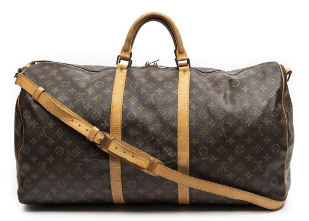 Appraisal: Louis Vuitton Keepall Bandouliere travel bag in brown and tan