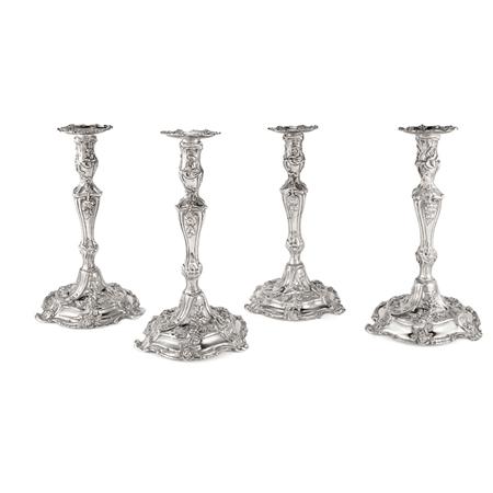 Appraisal: Set of Four George III Silver Candlesticks Estimate -