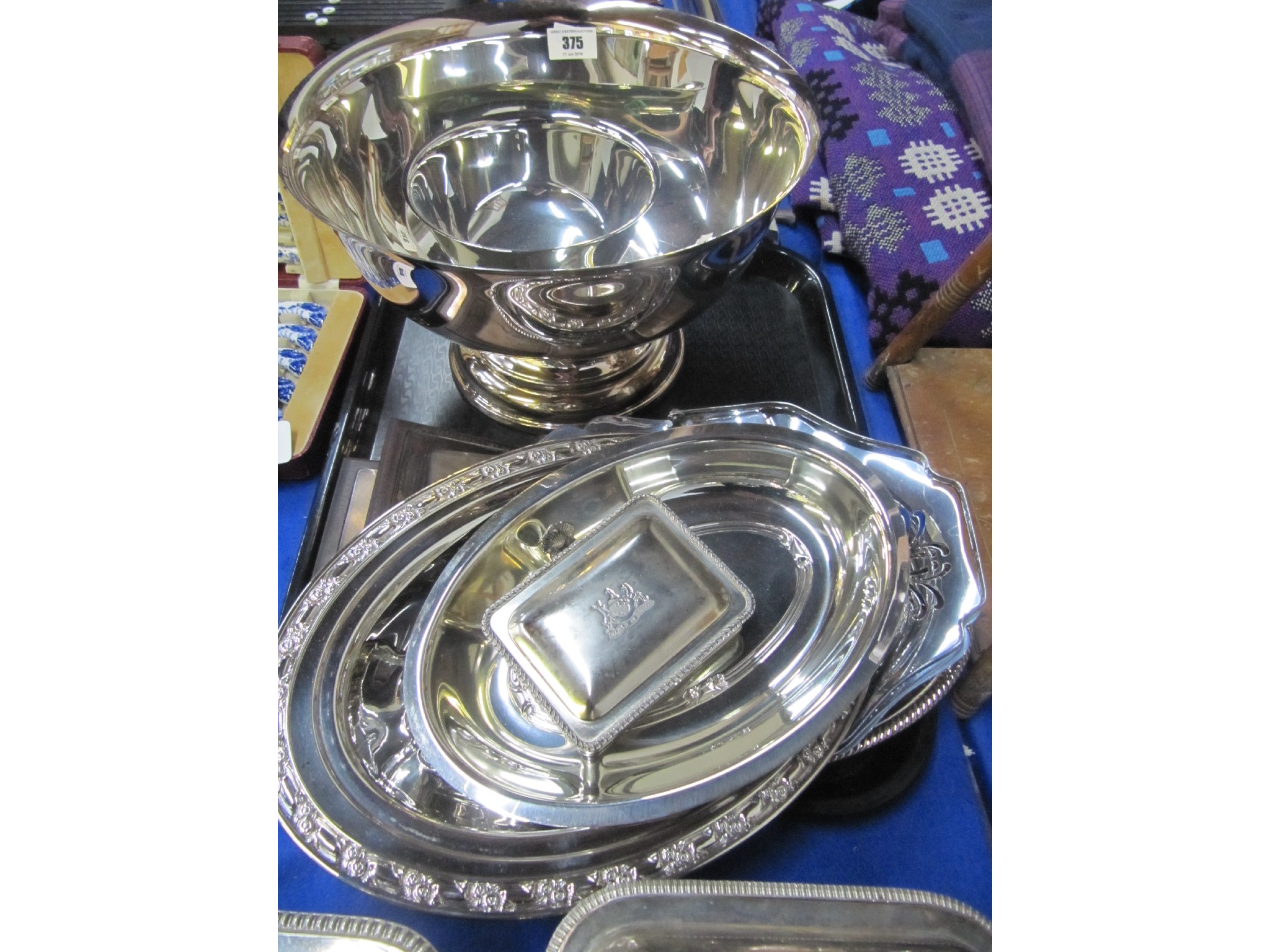 Appraisal: A tray lot of EP - silver plated punch bowl