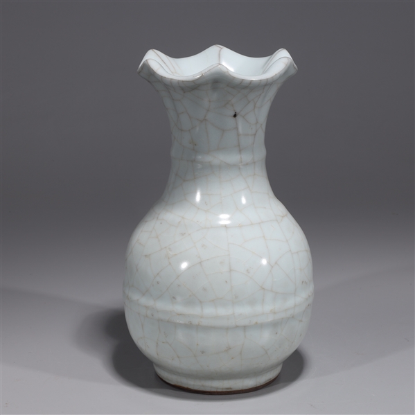 Appraisal: Chinese crackle glazed vase with molded rim and six-character Qianlong