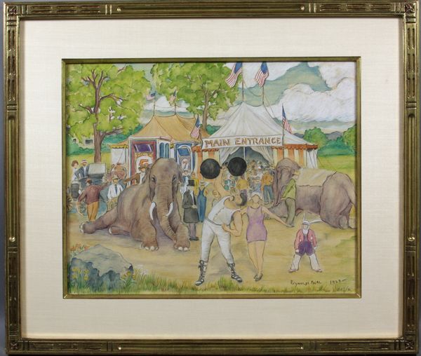 Appraisal: Reynolds Beal American - Circus watercolor colored crayon signed LR