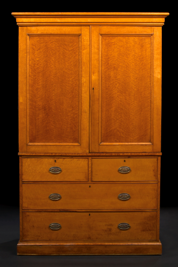 Appraisal: Victorian Bird's-Eye Maple Linen Press third quarter th century the