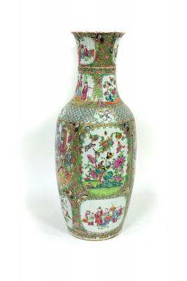 Appraisal: A Cantonese baluster vase decorated alternate panels of figures and