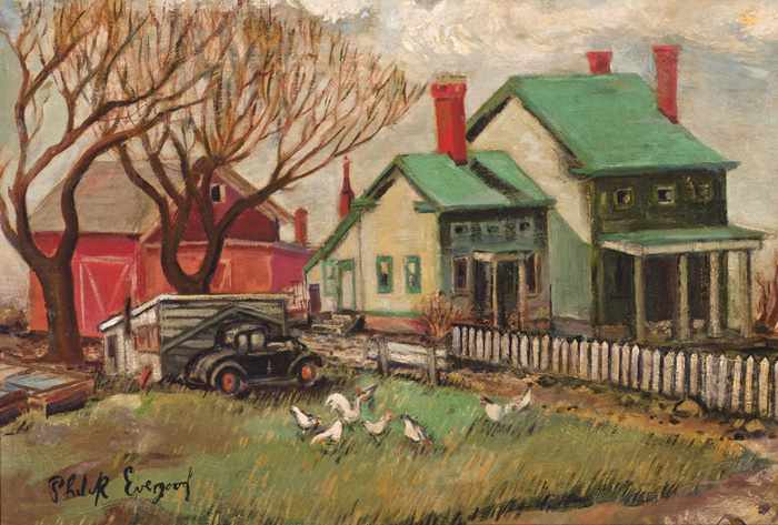 Appraisal: PHILIP EVERGOOD American - The Homestead oil on canvas on