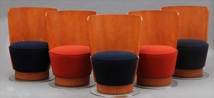 Appraisal: Set of Five Post-Modern Molded Plywood and Aluminum Chairs x