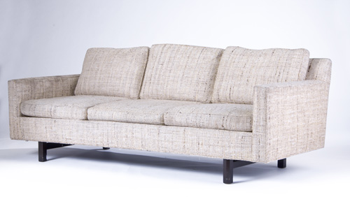 Appraisal: EDWARD WORMLEY DUNBAR Three-seat sofa upholstered with original woven fabric