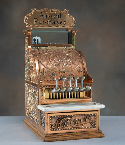 Appraisal: Antique brass National Cash Register in very desirable Model will