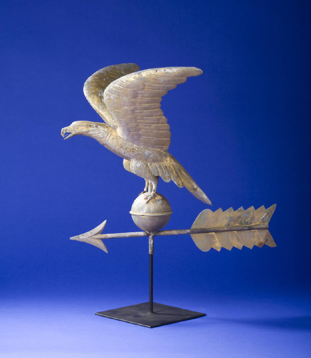 Appraisal: FULL-BODIED COPPER EAGLE WEATHERVANE IN GILDED SURFACE The spreadwing eagle