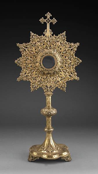 Appraisal: A French standard silver-gilt monstrance th century post The glazed