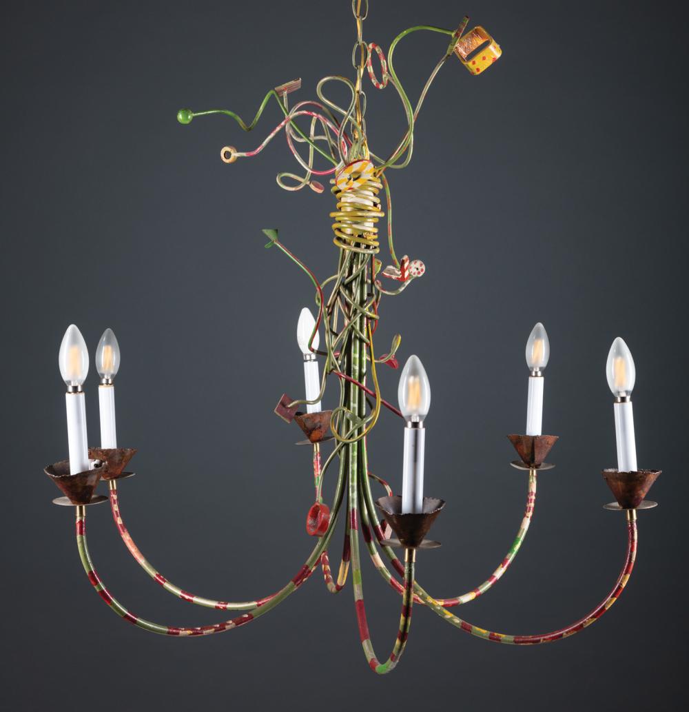 Appraisal: Contemporary Metal Six-Light Chandelier Luis Colmenares New Orleans h in