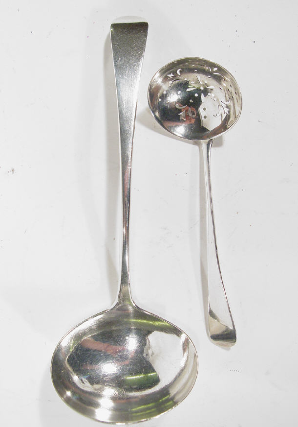 Appraisal: Georgian silver ladle and a Georgian silver sifting spoon largest