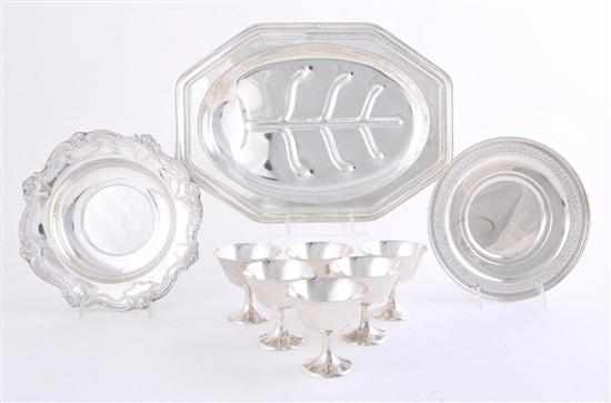 Appraisal: American sterling sherbets bowls and tray set of Manchester sherbets