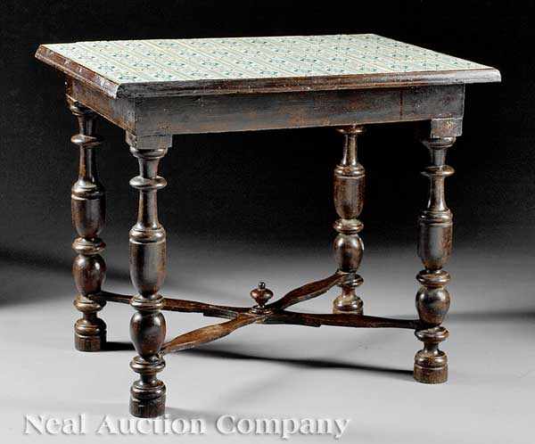 Appraisal: A French Provincial Carved Oak Side Table early th c