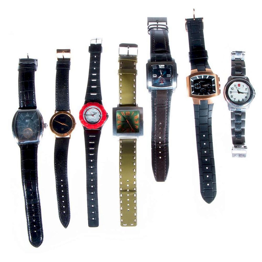 Appraisal: Collection of gents wristwatches including Gucci Gruen Breil Tokyo Bay