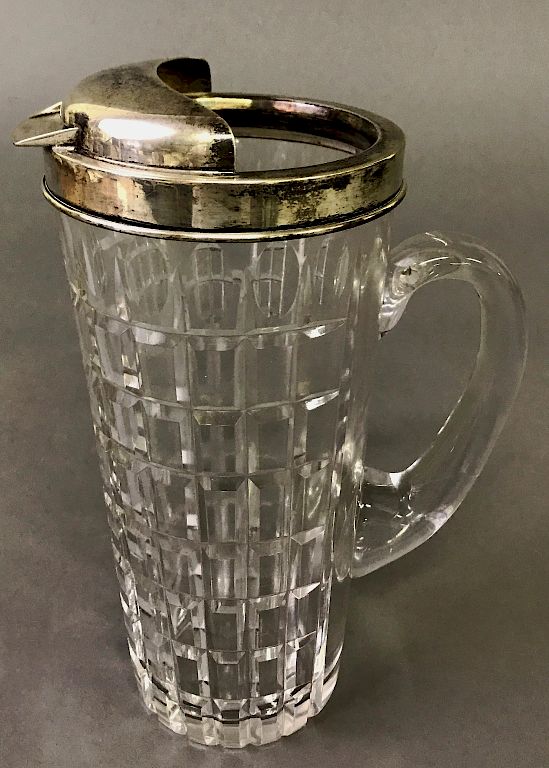 Appraisal: Hawkes Cut Glass Cartier Sterling Pitcher Hawkes cut glass and