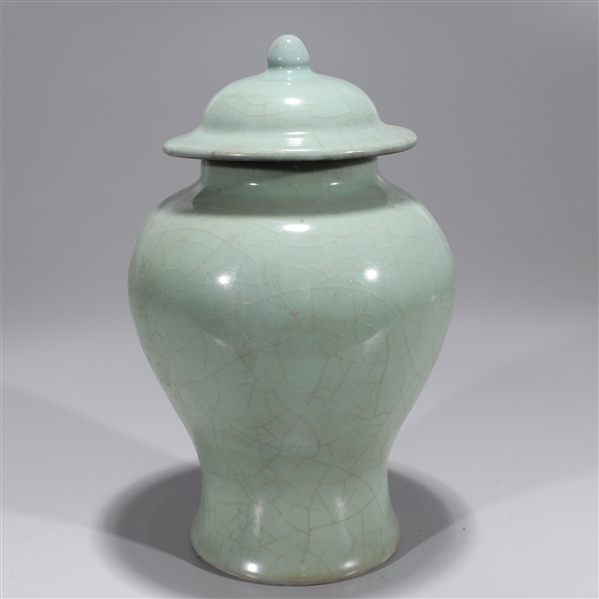 Appraisal: Chinese celadon glazed porcelain covered vase H x D approx