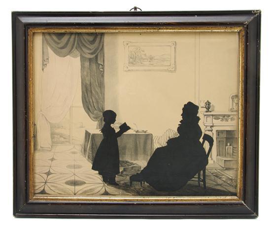 Appraisal: A Silhouette of an Interior Scene depicting a young girl