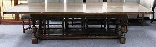 Appraisal: A th Century style oak dining table on turned legs