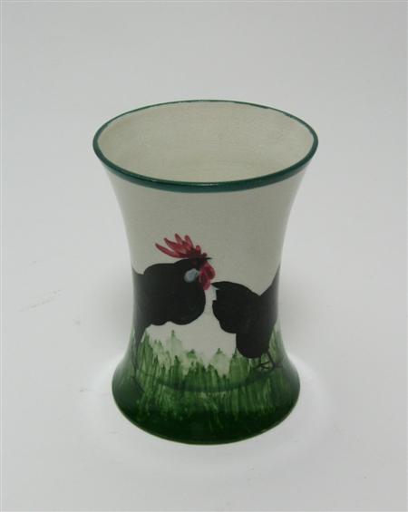 Appraisal: WEMYSS MEDIUM BEAKER VASE CIRCA decorated with black cockerel and