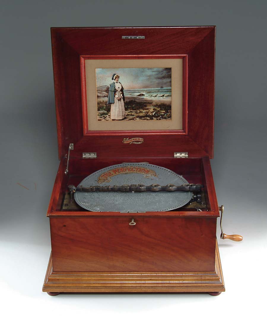 Appraisal: RARE PERFECTION DISC PLAYING MUSIC BOX American made circa late