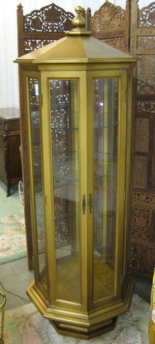 Appraisal: FREESTANDING OCTAGONAL CURIO DISPLAY CABINET American mid th century of