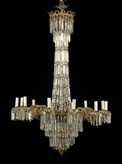 Appraisal: Large and Stately Gilt-Brass and Cut Glass Twelve-Light Chandelier third