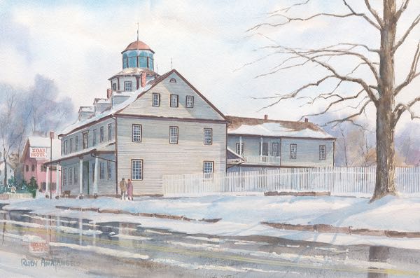 Appraisal: RUDY AMATANGELO AMERICAN - x Winter Reflections Zoar Ohio Watercolor