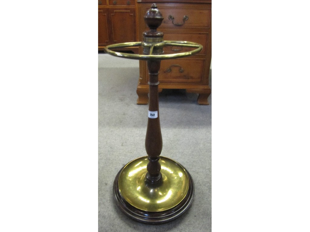 Appraisal: Mahogany and brass bound stick stand