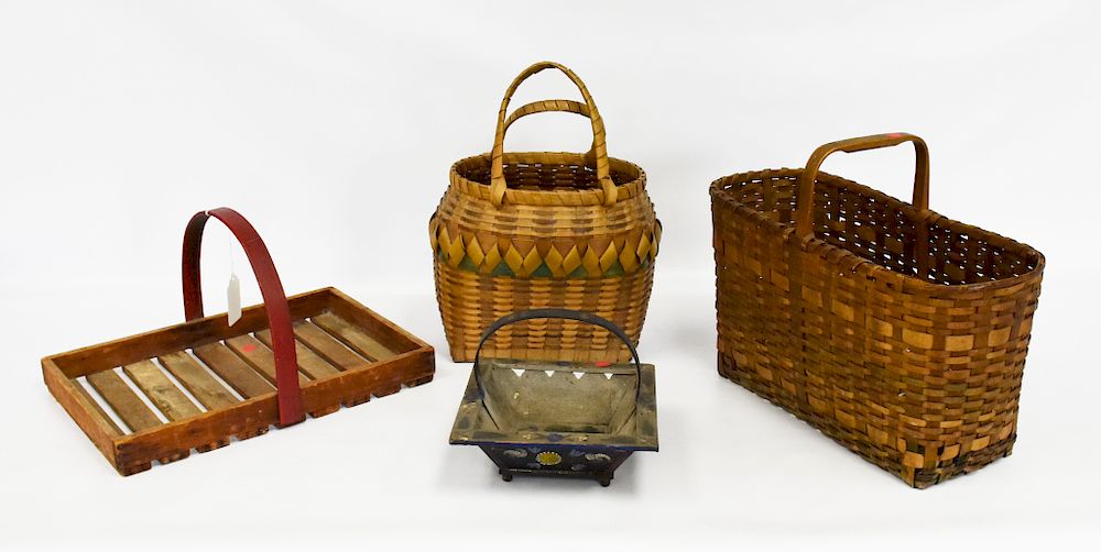 Appraisal: Early American Baskets Early American Baskets Largest Measures Tall Packaging