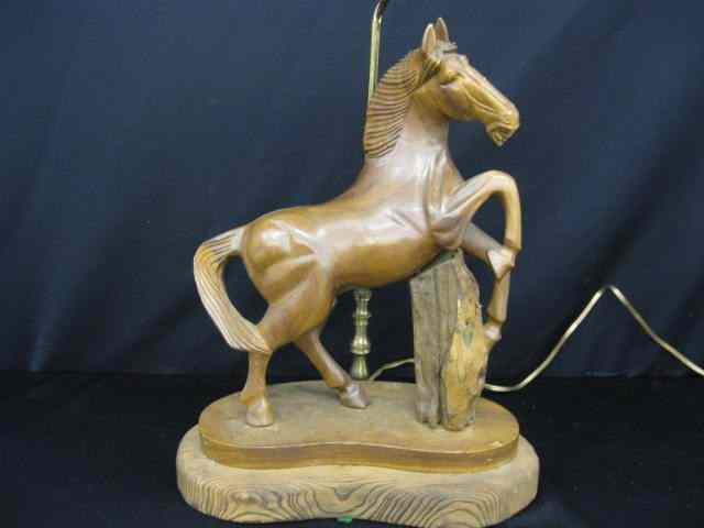 Appraisal: Carved Wooden Figural Lamp of a Horse