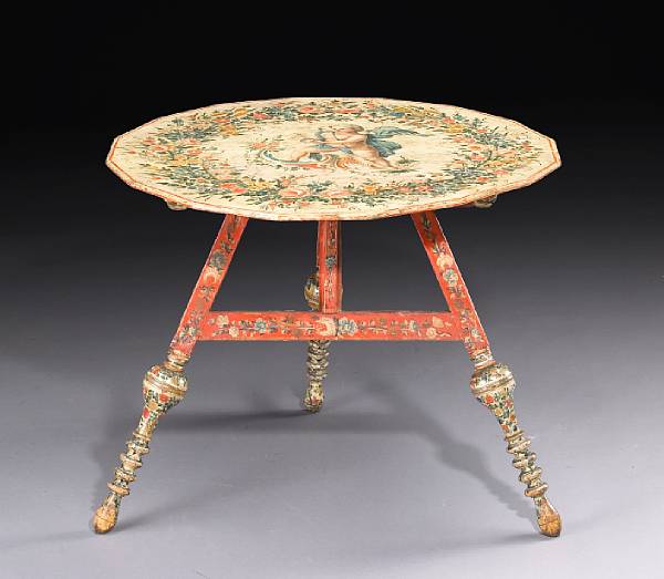 Appraisal: A rare and fine Austrian Neoclassical paint decorated folding table