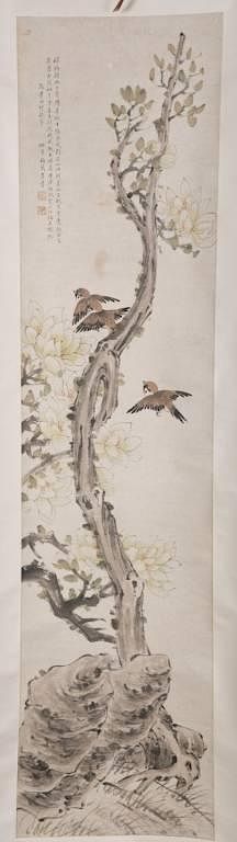 Appraisal: Pair Chinese scrolls by Dr Mei Lan Fang A pair