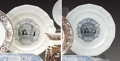 Appraisal: Black transferware plate and tray james and thomas edwards burslem