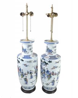 Appraisal: Pair of Chinese Porcelain Vase Lamps Pair of Chinese export