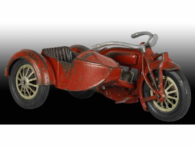 Appraisal: Cast Iron Hubley Indian Motorcycle Toy Description Red with sidecar