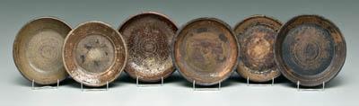 Appraisal: Piedmont North Carolina dirt dishes six shallow bowls varying dark