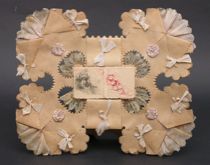 Appraisal: Large Multi-Layer Valentine Elaborate easel-backed Valentine features a four-petaled shape