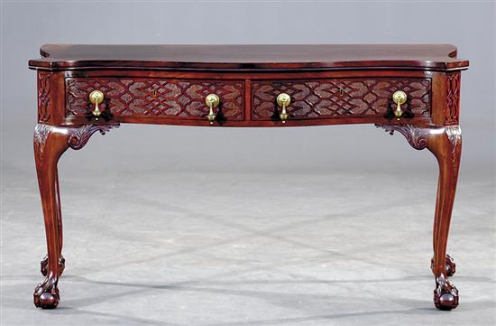 Appraisal: Pair Irish Chippendale style mahogany console tables late th century