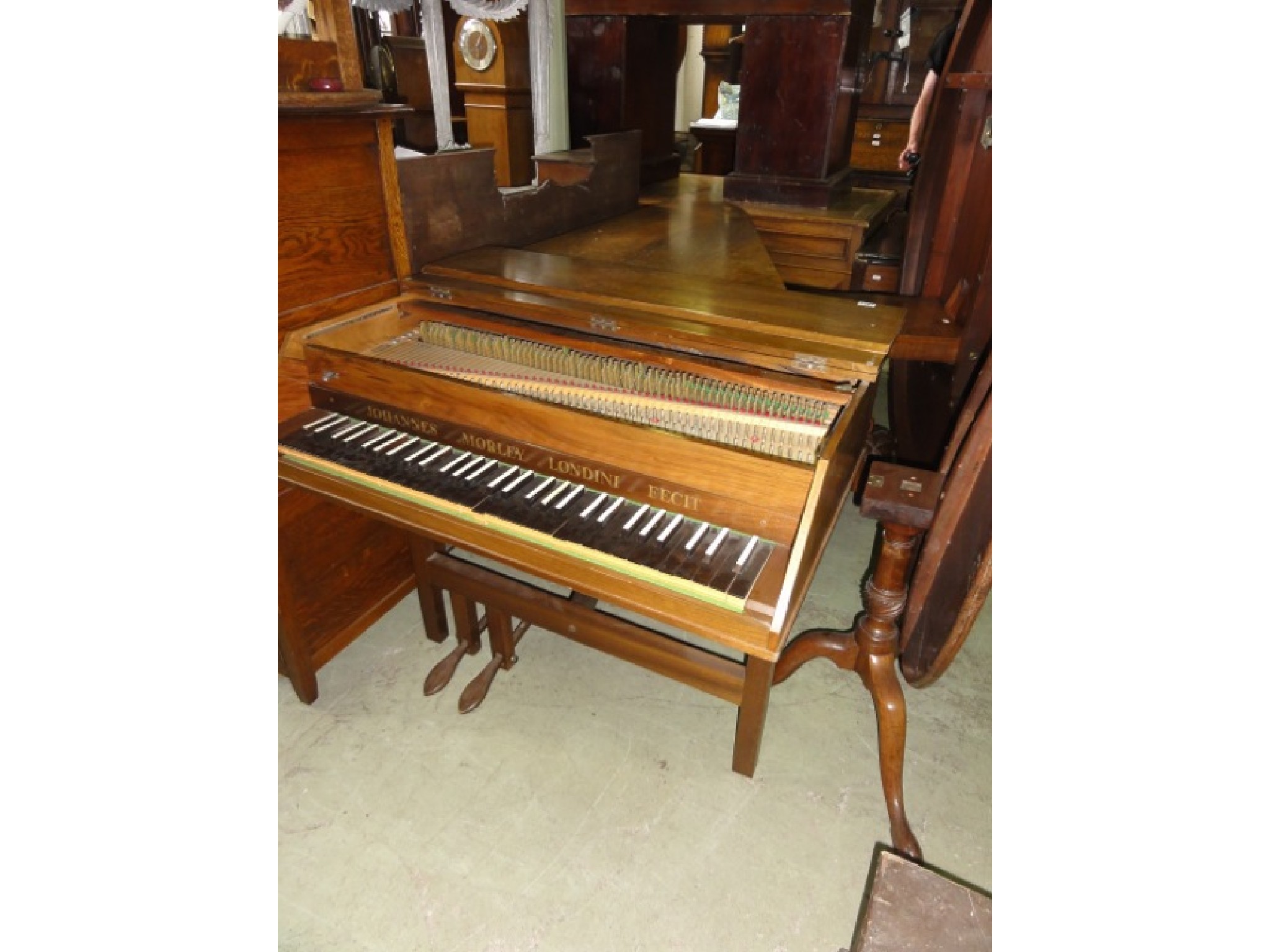 Appraisal: A Johannes Morley Londini Fecit harpsichord with walnut and figured