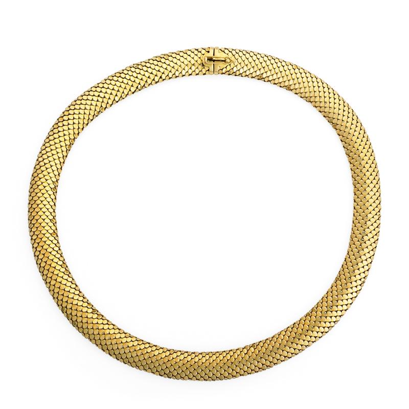 Appraisal: TIFFANY CO K GOLD SERPENTINE COLLAR Supple design of overlapping