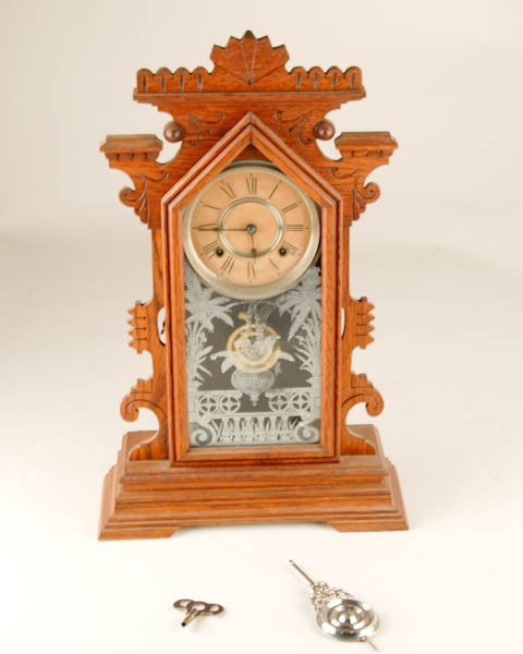 Appraisal: Ansonia Oak Shelf Clock day time and strike H W