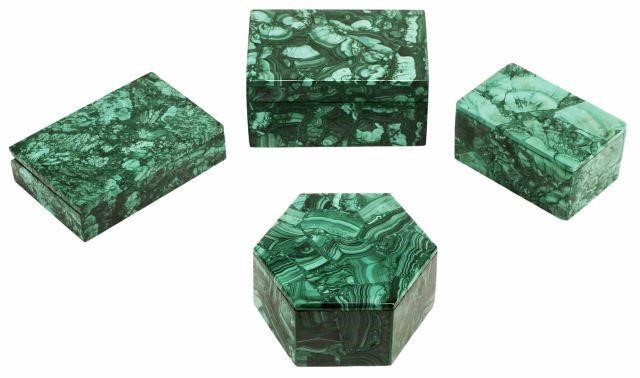 Appraisal: lot of Russian malachite table boxes largest approx h w